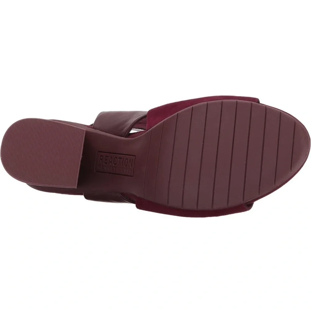 NEW Kenneth Cole Reaction Reach The Stars Peep Toe Burgundy Leather Bootie - Picture 9 of 16